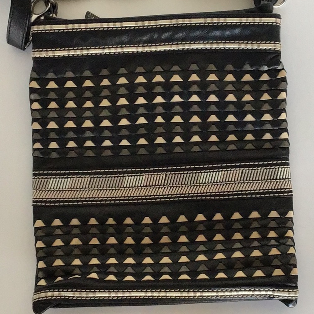 TOMS WOVEN LEATHER MESSENGER BAG